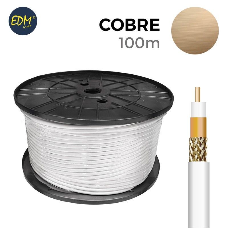 Cable coaxial apantallado 100% cobre edm euro/mts