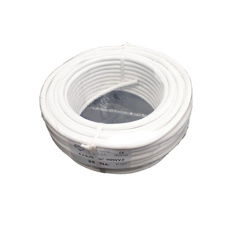 Cable electr. manguera PVC 4 x 0,75: Rollo x 25 m.