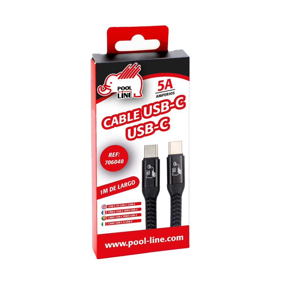 CABLE TELEFONIA REFORZADO COLOR NEGRO TIPO C A TIPO C  5 AMP (long.1metro) CARGA RAPIDA