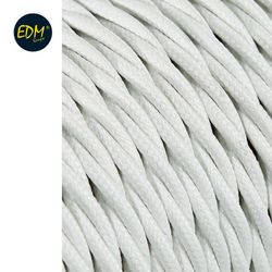 Cable textil trenzado 2x0,75mm 25mts blanco euro/mts