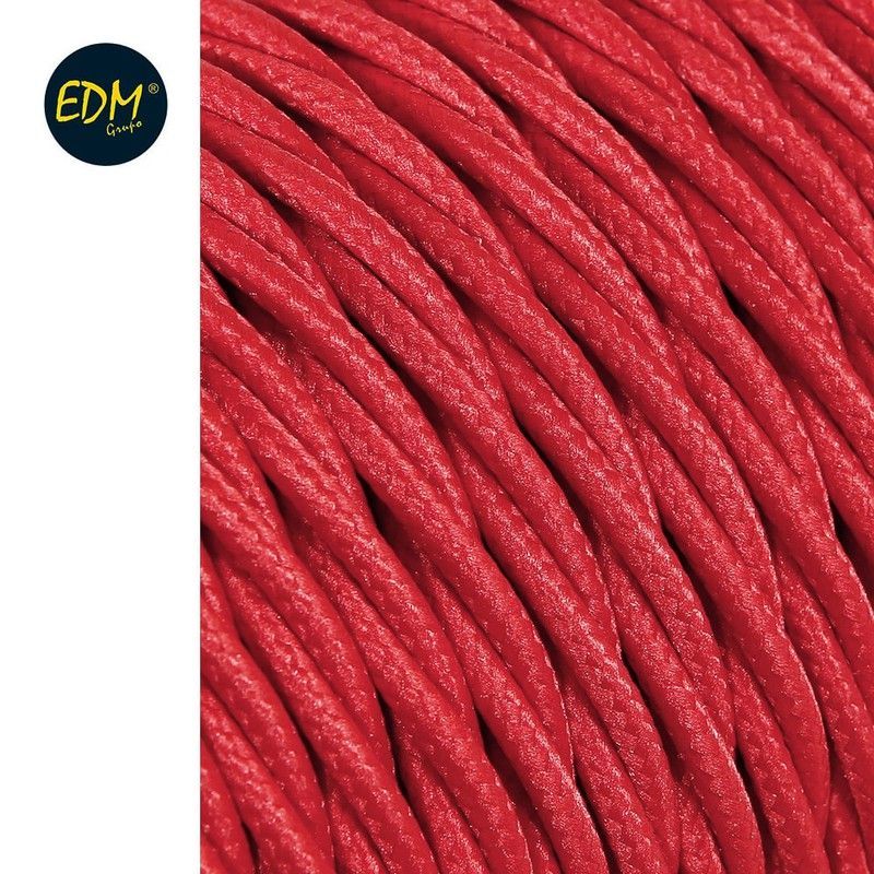 Cable textil trenzado 2x0,75mm 25mts c-62 rojo euro/mts