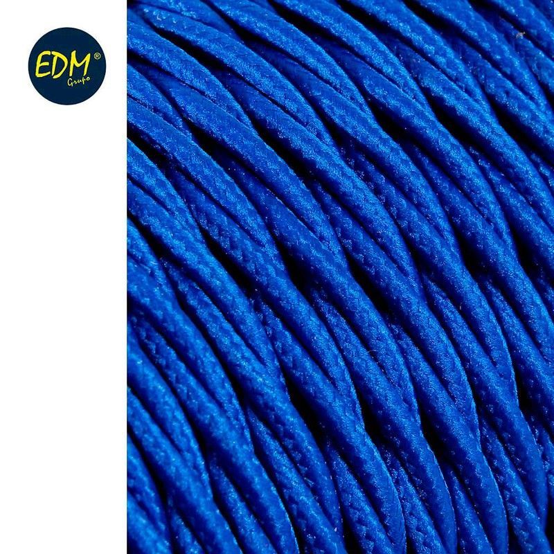 Cable textil trenzado 2x0,75mm c-75 azul seda 5m