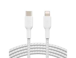 Cable trenzado belkin caa004bt1mwh usb-c a lightning boost charge largo 1 m color blanco