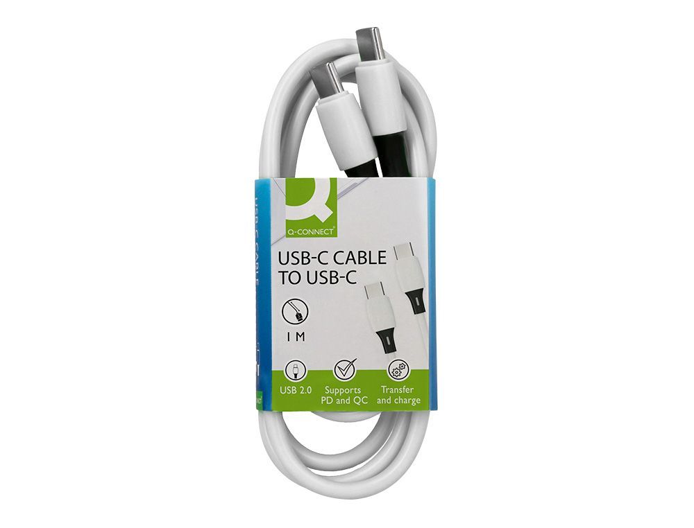 Cable usb-c a usb-c q-connect pvc longitud 1m blanco