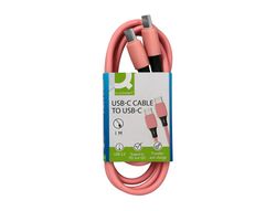 Cable usb-c a usb-c q-connect pvc longitud 1m rosa