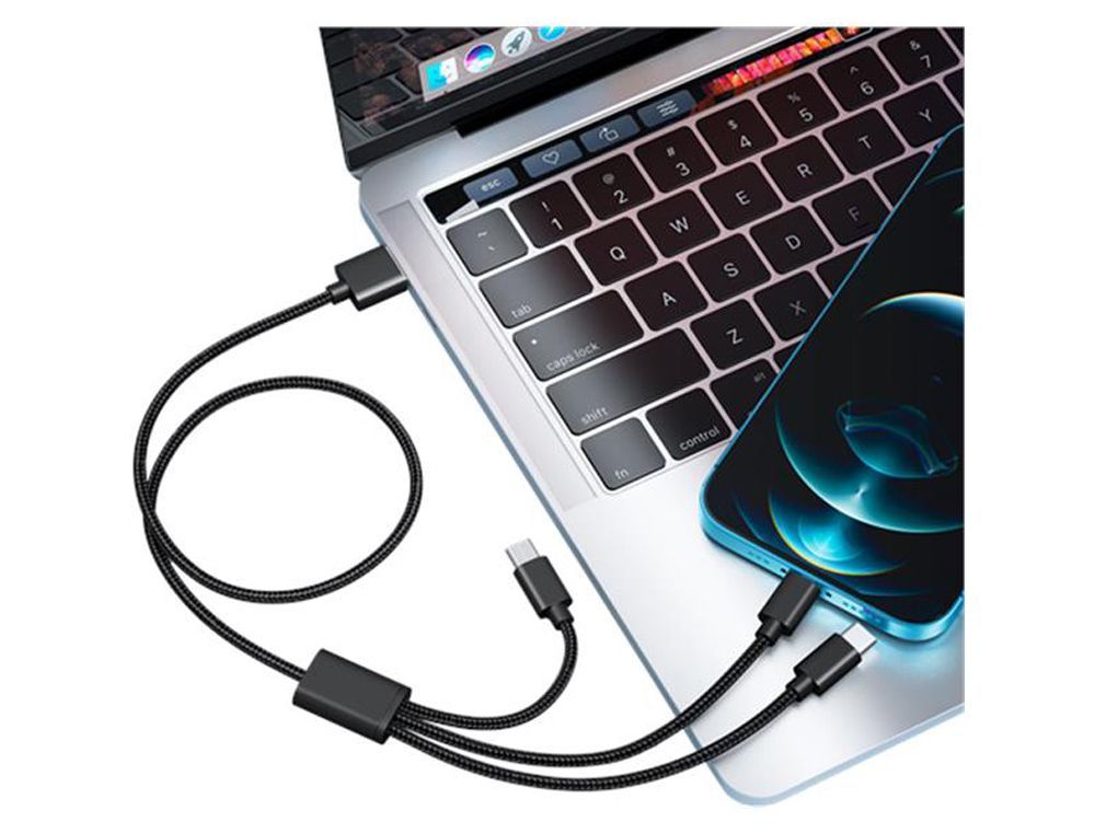 Cable veger usb-a/usb-c 2.0 1,5m negro 3 en 1