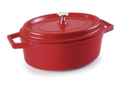 Cacerola Cocotte Oval Roja Alu Fundido 31X25 Cms Lacor