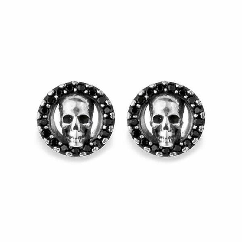 CAE1B Pendientes Plata de Palo circulares calaveras