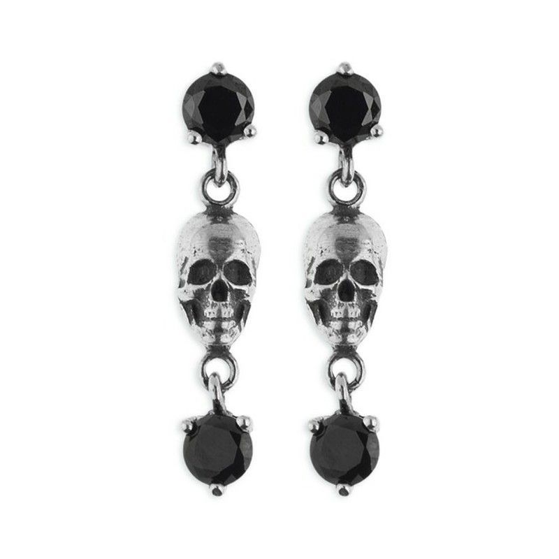 CAE2 Pendientes Plata de Palo Skull calaveras y circonitas