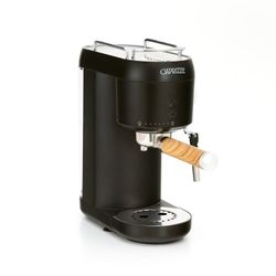 Cafetera Express negra semiautomática con espumador de leche, 36,8 x 12,2 x 30,3 cm | Hikari