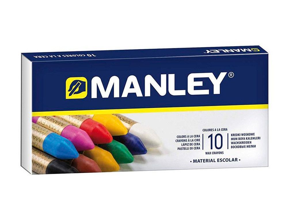Caja 10 ceras colores variados Manley
