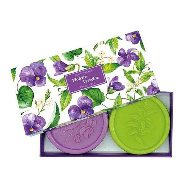 Caja 2 Jabones Almendra Artesano de Violeta y Verbena Ideal Regalo Esprit Provence