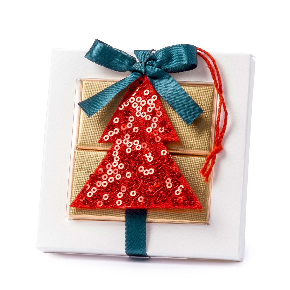 Caja 4 napolitanas árbol rojo lentejuelas*