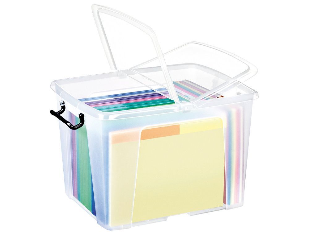 Caja almacenamiento Cep 40 l. cierre clips transparente
