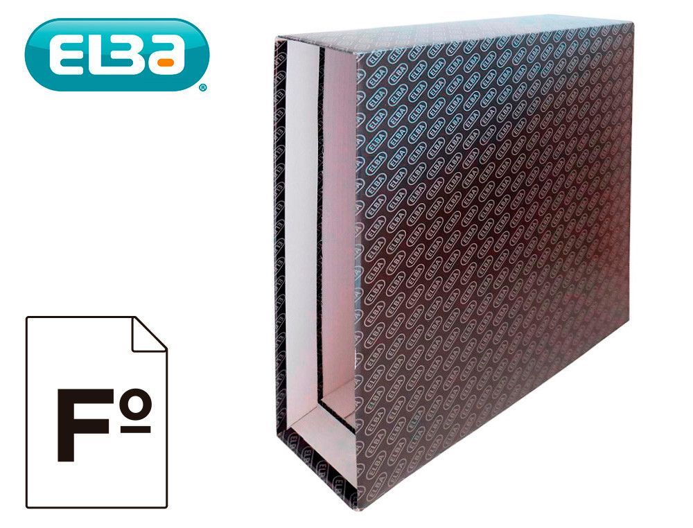 Caja archivador de palanca carton forrado elba folio lomo 85 mm negro