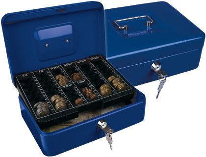 Caja Caudales Q-Connect 10" 250X180X90 mm Azul con Portamonedas