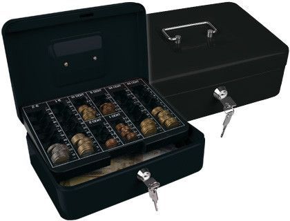 Caja Caudales Q-Connect 10" 250X180X90 mm Negra con Portamonedas
