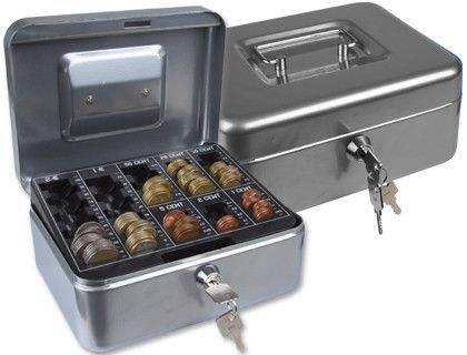 Caja Caudales Q-Connect 8" 200X160X90 mm Plata con Portamonedas