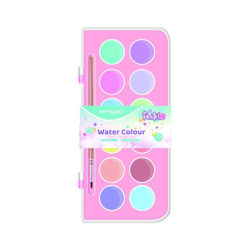 Caja con 12 acuarelas Keyroad colores pastel
