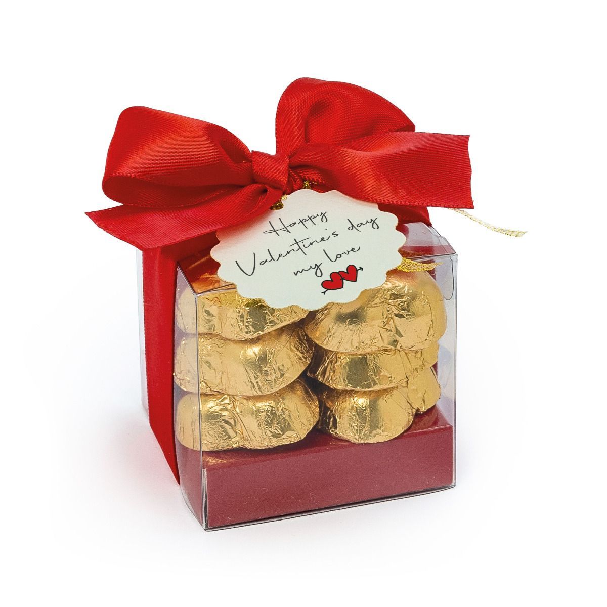 Caja con tarjetita Happy Valentine's y 12 corachoc