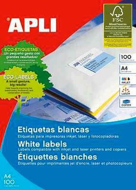 Caja de 100 hojas din a-3 etiquetas apli