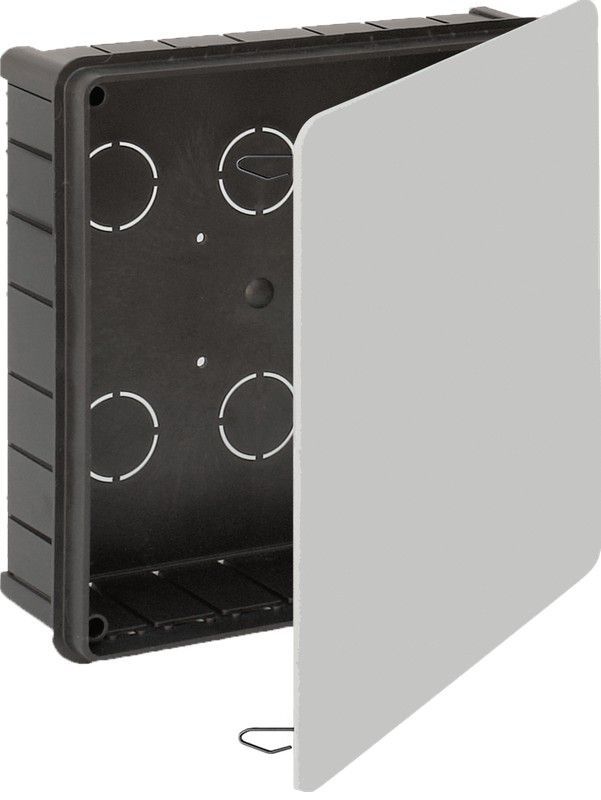 Caja de conexión de empotrar. De 200 x 200 x 65 mm. Tapa con garra metálica.