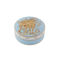 Caja decorativa de porcelana en azul celeste y dorado, 10,1 x 10,1 x 4,5 cm | Golden