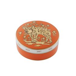 Caja decorativa de porcelana en naranja y dorado, 10,1 x 10,1 x 4,5 cm | Golden