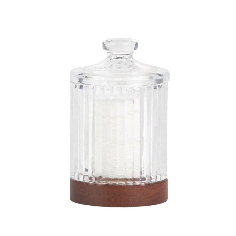 Caja decorativa de vidrio y acacia en transparente y natural, Ø 9 x 15 cm | Triton