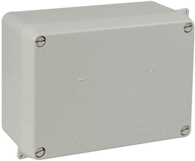 Caja estanca de conexión 153 x 110 x 65 mm sin conos. Color gris.