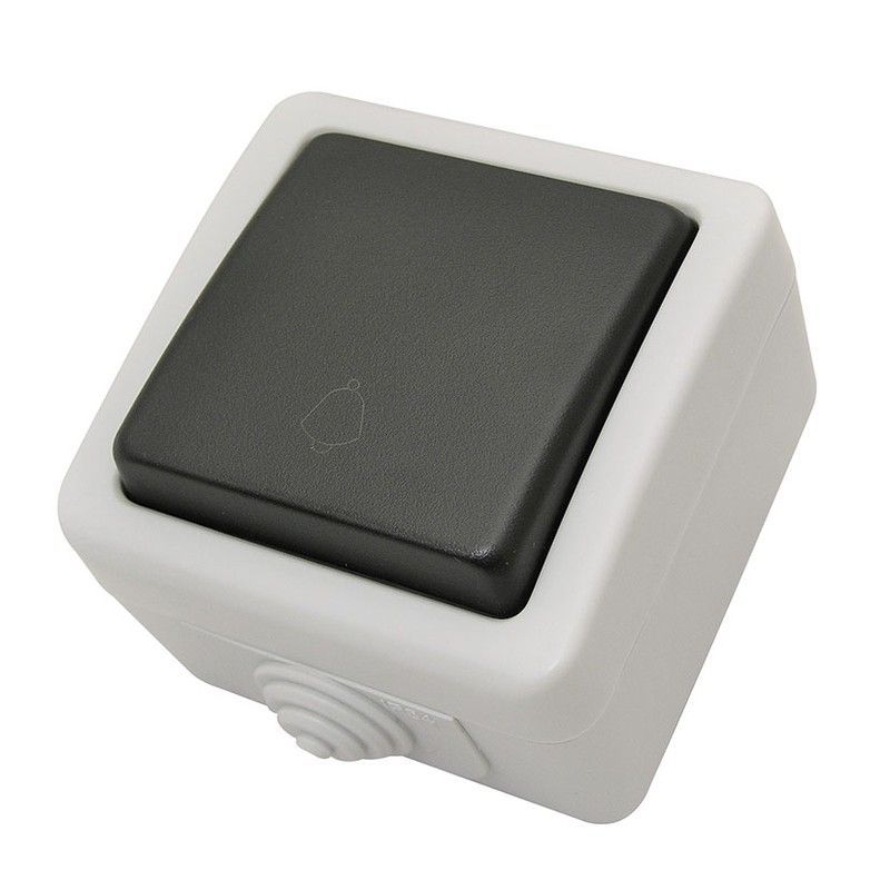 Caja estanca DUOLEC. Pulsador Timbre Jardín Gris