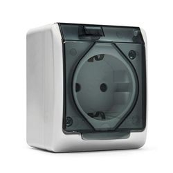 Caja estanca FAMATEL Pool 54. Enchufe Schuko Estanco Tt 16A-250V Blanc