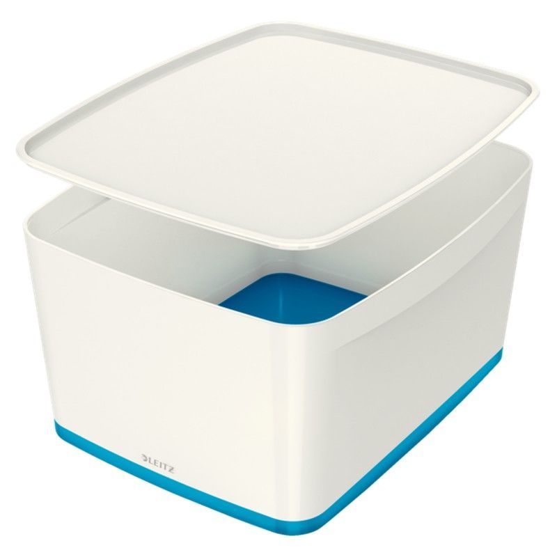 Caja Leitz MyBox WOW grande con tapa, azul/blanco