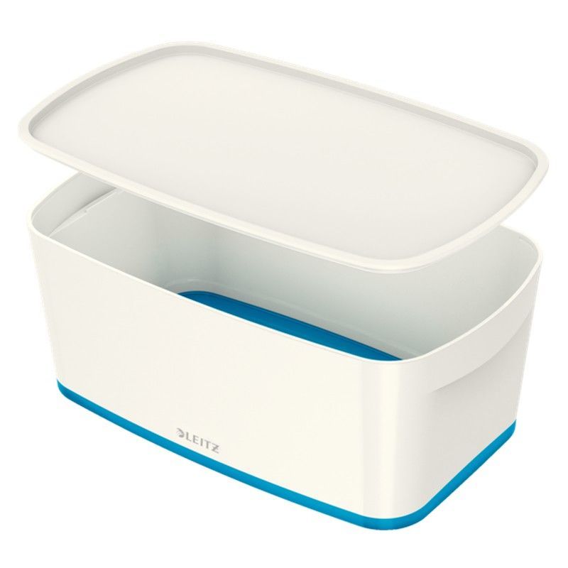 Caja Leitz MyBox WOW pequeña con tapa, azul/blanco