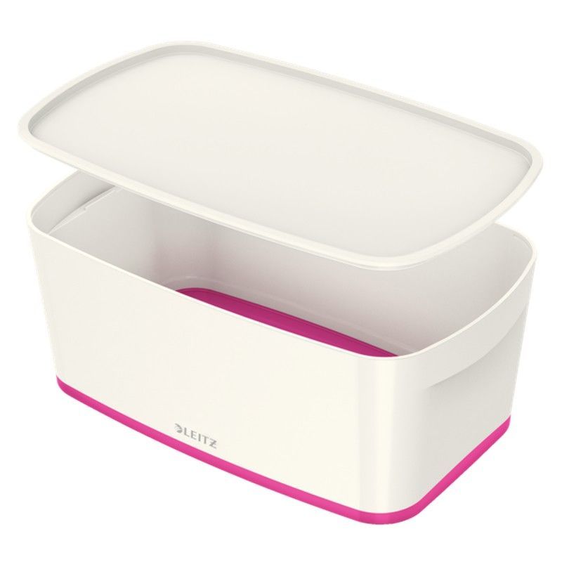 Caja Leitz MyBox WOW pequeña con tapa, fucsia/blanco