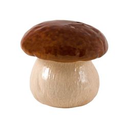 Caja mediana de loza en beige y marrón, 19 x 19 x 18,5 cm | Setas