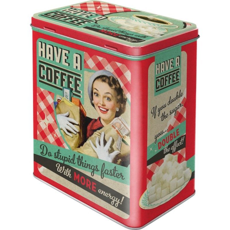 Caja Metal L Say it 50's Have A Coffee Retro Vintage