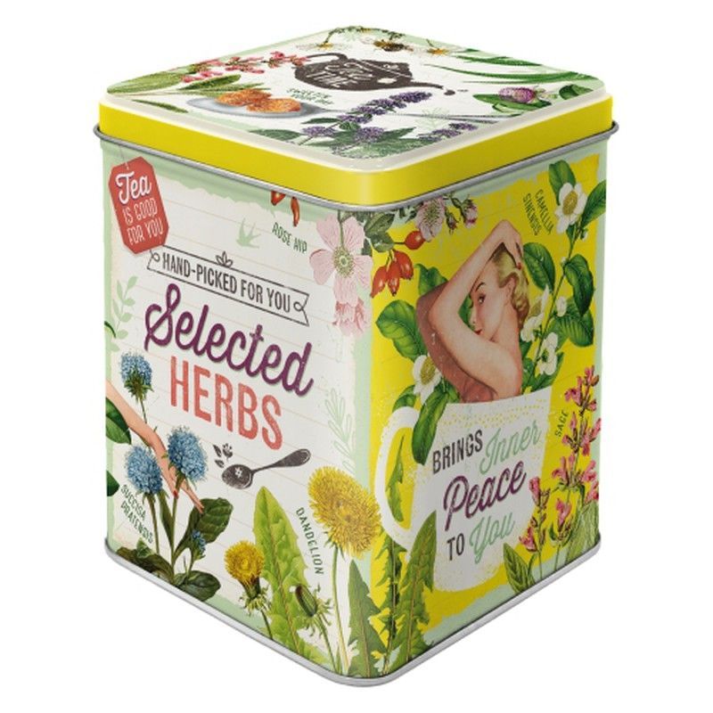 Caja Metal Té Say it 50's Selected Herbs Retro Vintage