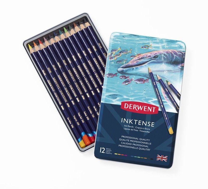 Caja metálica de 12 lápices Derwent Inktense