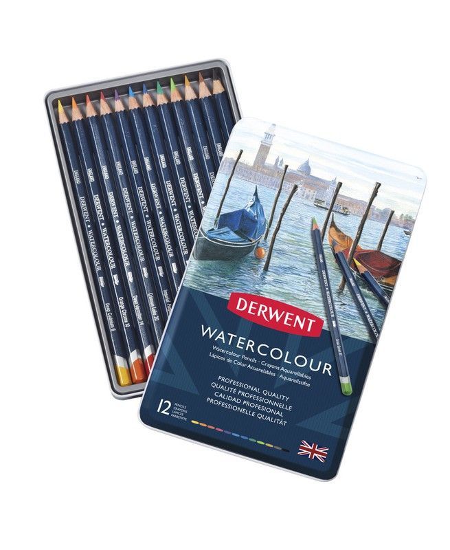 Caja metálica de 12 lápices Derwent Watercolour
