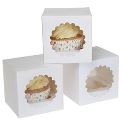 Caja para 1 cupcake blanco pack de 3