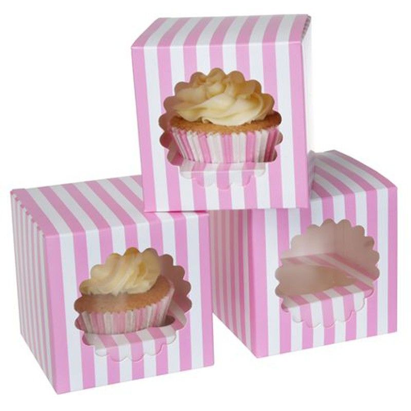 Caja para 1 cupcake rosa circo pack de 3