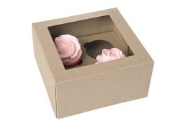 Caja para cupcake 4 kraft pack de 2