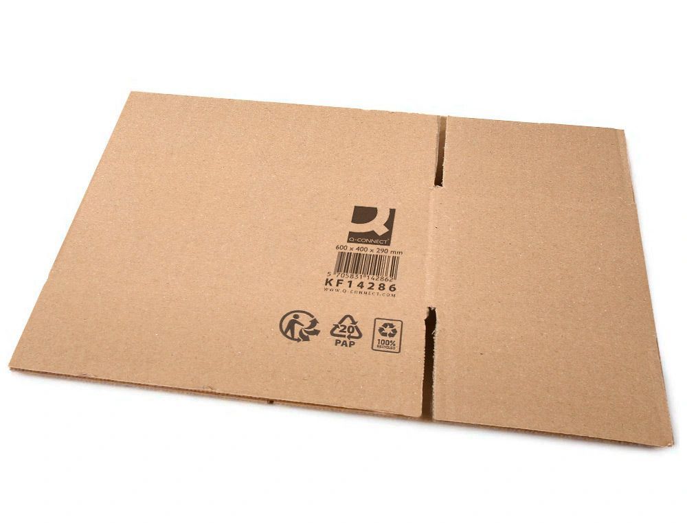 Caja para embalar q-connect americana ultra resistente carton reciclado canal doble 7mm color kraft 600x400x290 mm