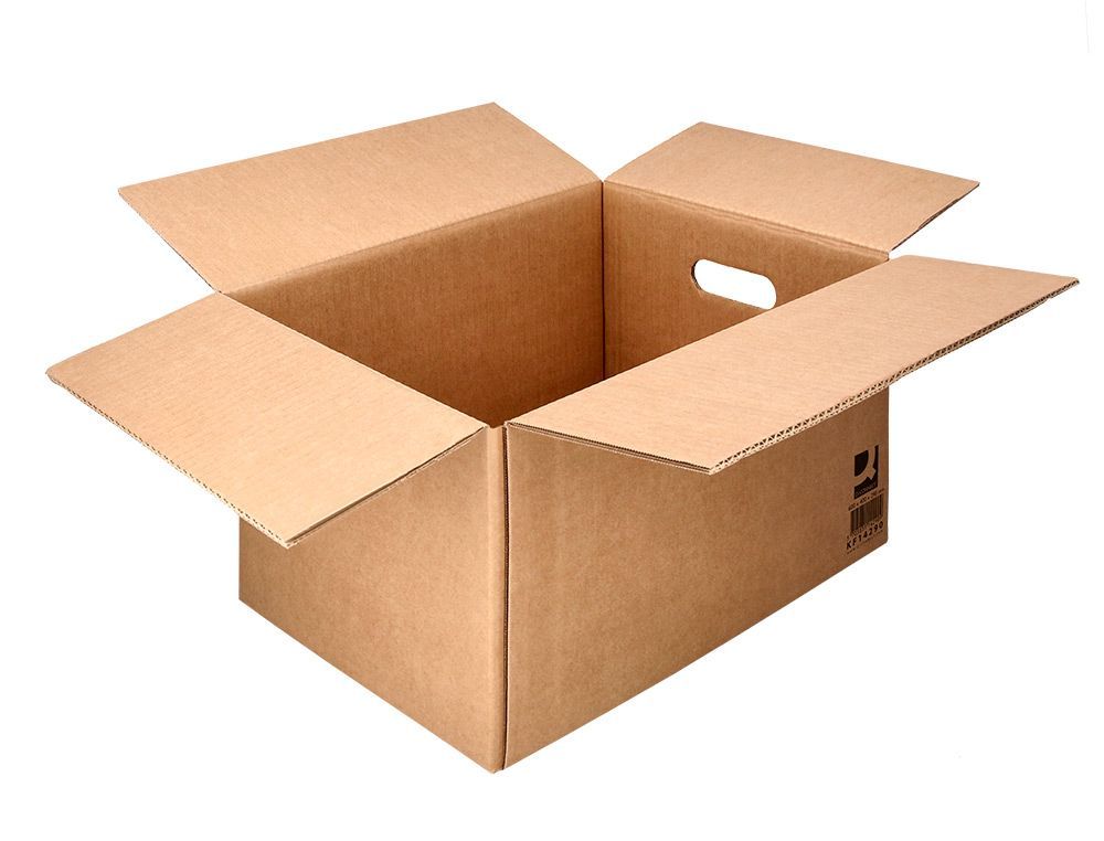 Caja para embalar q-connect americana ultra resistente con asas carton canal doble 7 mm color kraft 600x400x290 mm