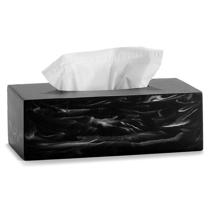 Caja para pañuelos efecto mármol negro, 24x13x8cm