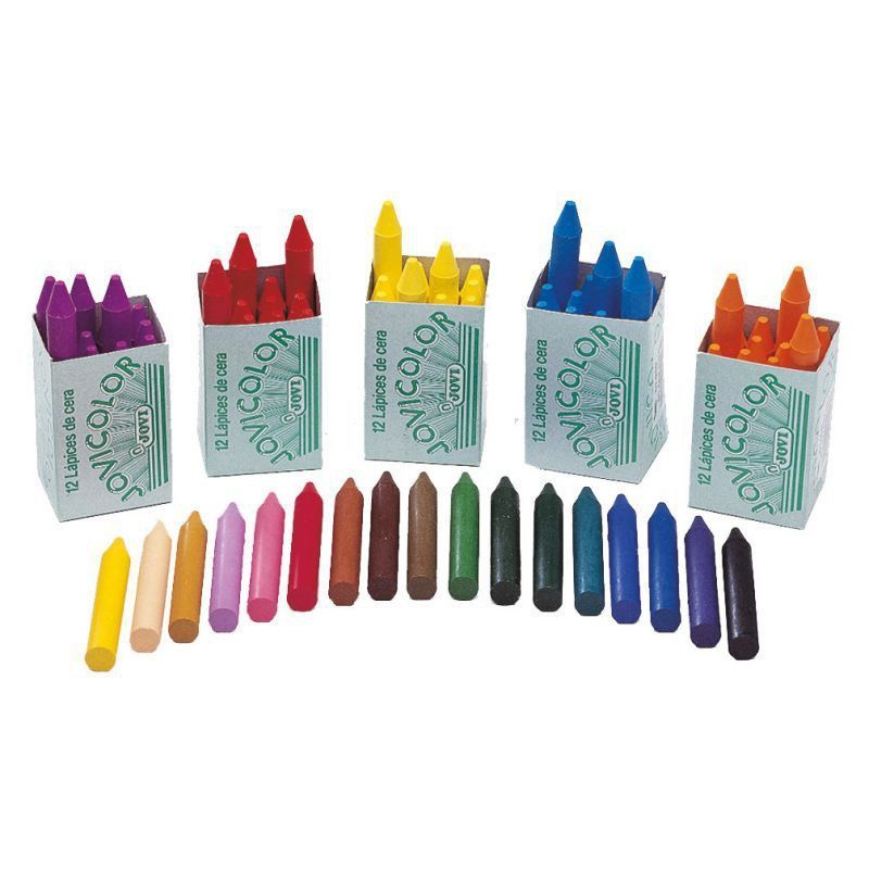 Cajas 12 ceras semiduras jovicolor unicolor