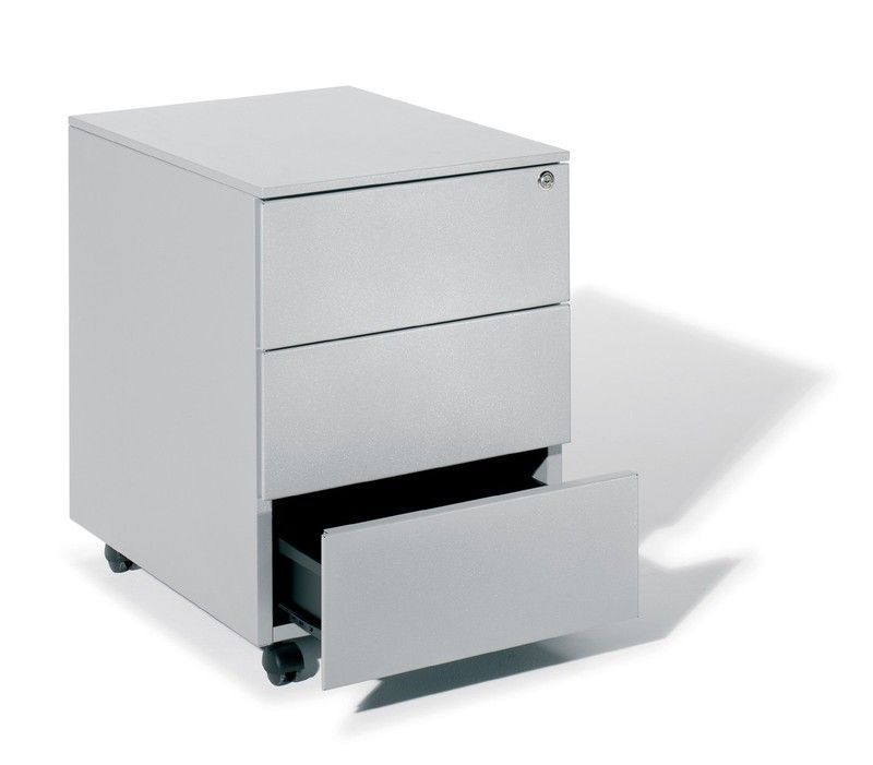 Cajonera metálica con ruedas y tres cajones