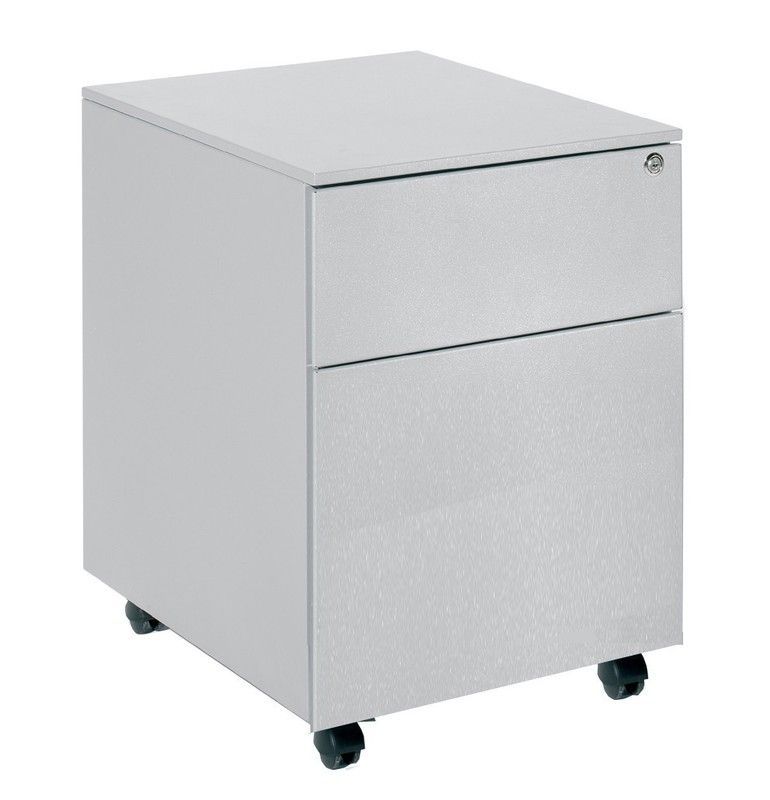 Cajoneras metálicas con ruedas y dos cajones