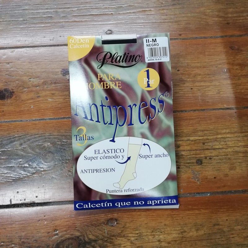 Calcetín hombre antipres 60den 44006 platino
